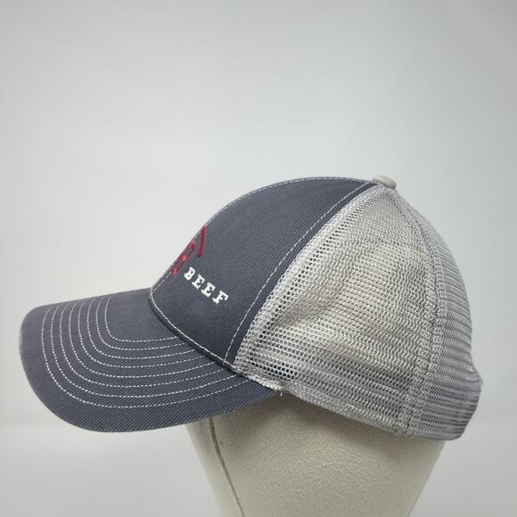Agri Beef Strapback Trucker Hat Gray One Size Adjustable Embroidered Mesh Back - Picture 3 of 9